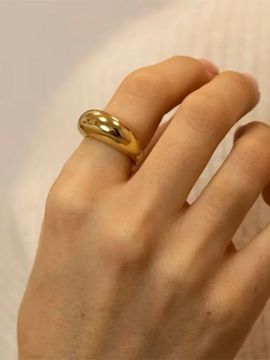 SIZE 8 | 18K Gold Plated Chunky Dome Ring - Picture 3 of 11